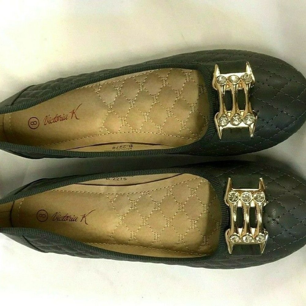 VICTORIA K Womens Quilted Ballet Flats Shoes 8 - Picture 2 of 6